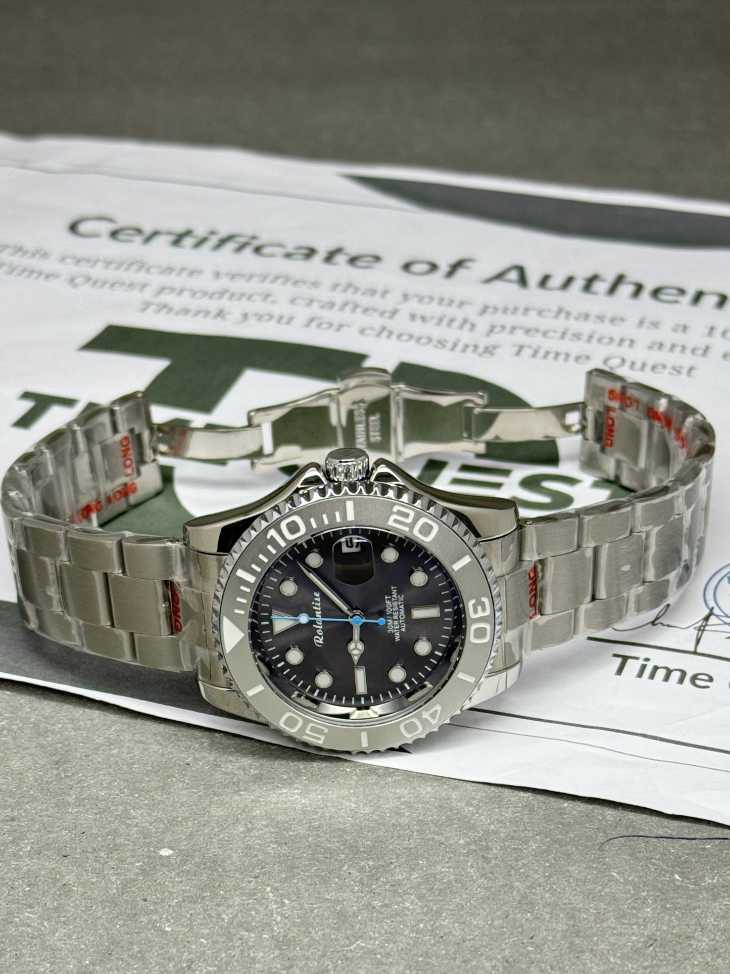 Rolantise Luxury Automatic Mechanical Movement Rotatable Bezel Chain Watch