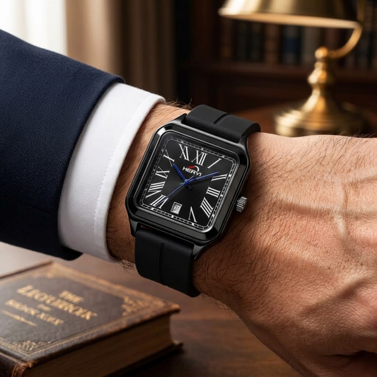 HERYI Square Design Magnetic Lock & Silicone Straps Watch For Men