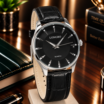 Longbo Round Dial Analog Quartz Straps Watch For Men