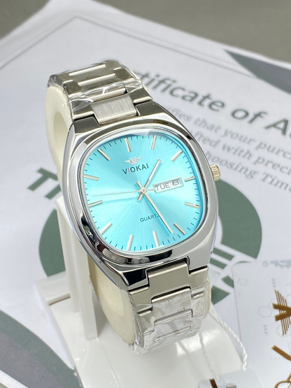 VIOKAI Analog Quartz Stainless Steel Made Chain Watch for Men With Date & Day Display