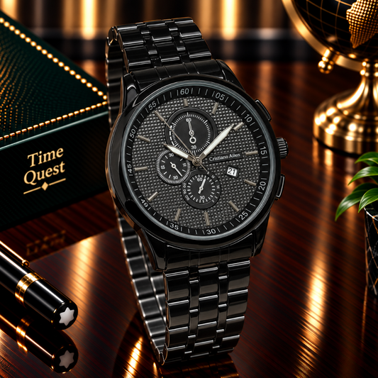 Cristiano Aillen Men’s Round Dial Stainless Steel Watch with Date Display