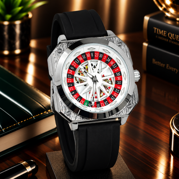 Caseno Design Square Dial Rotating Wheel Watch With Silicone Straps For Men