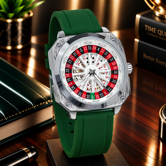 Caseno Design Square Dial Rotating Wheel Watch With Silicone Straps For Men