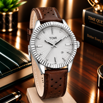 TOMI T-098 Premium Quality Round Dial Analog Quartz Movement Straps Watch