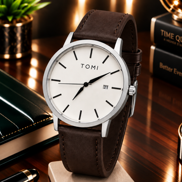 TOMI T-071 Analog Quartz Movement Round Dial Straps Watch With Date Display For Men