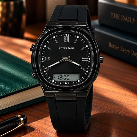 UNIVERSE POINT Dual Time Multi Functional Silicone Straps Watch For Men