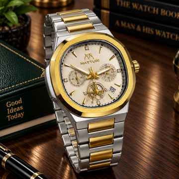 MATTURI Men’s Luxury Chronograph Working Stainless Steel Chain Watch With Date Display