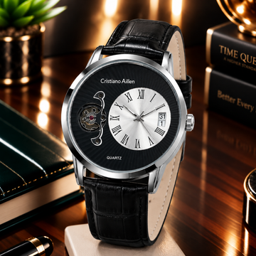 Cristiano Aillen Face Gear Display Men’s Analog Quartz Watch with Strap and Date Display