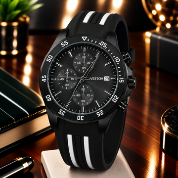 WESTCHI Chronograph Watch – Sleek Style with Silicone Rubber Comfort