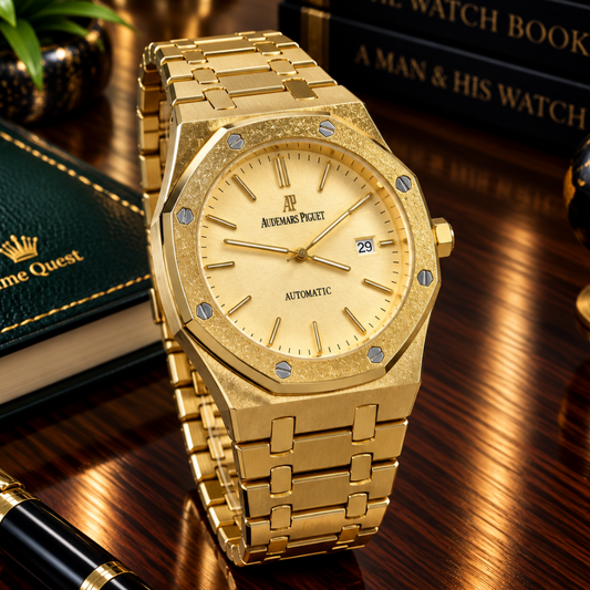 Luxury Men's Octagonal Dial Stainless Steel Chain Watch with Date Display