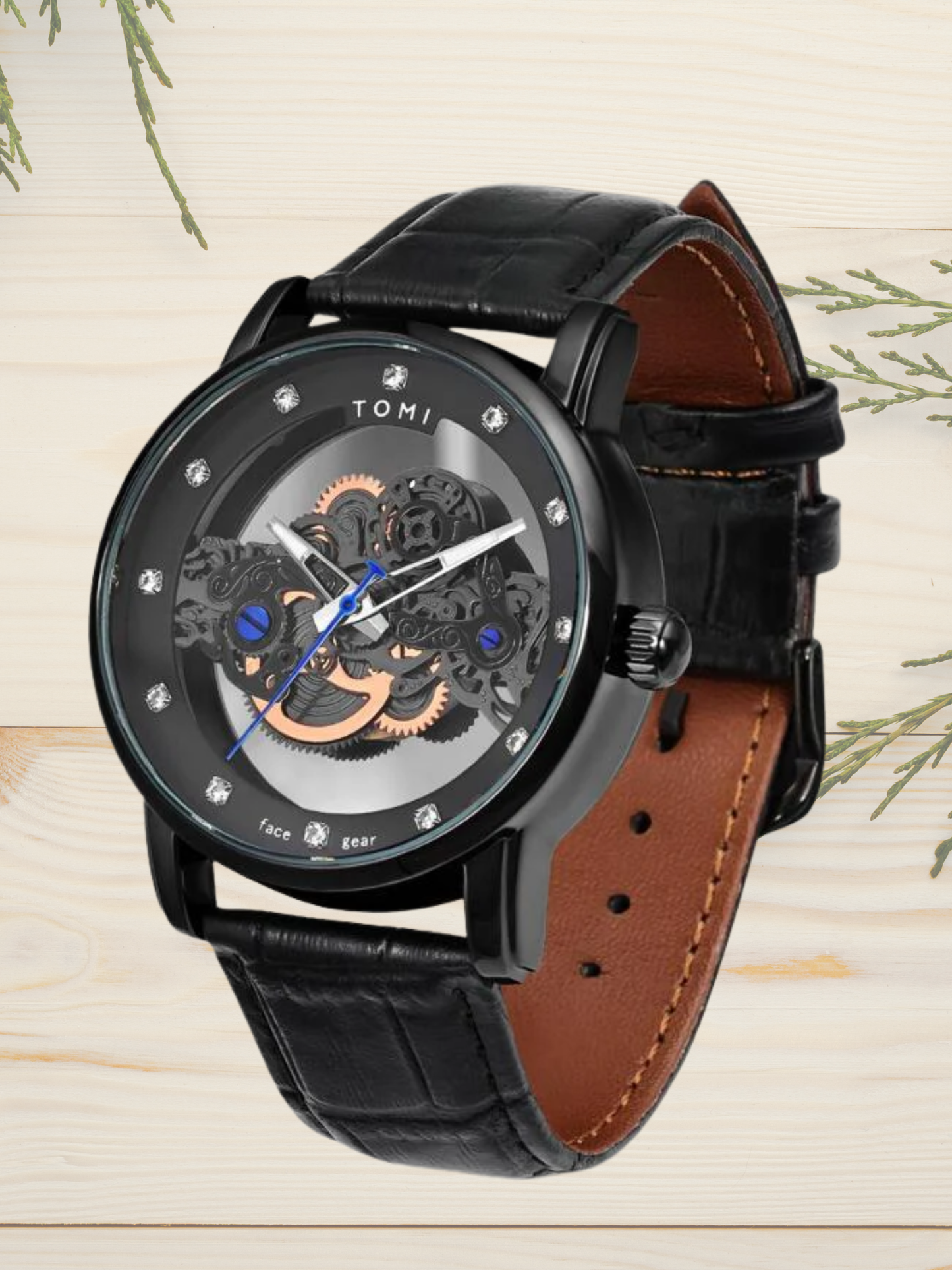 TOMI T-102 Face Gear Analog Display Dual Strap Watch