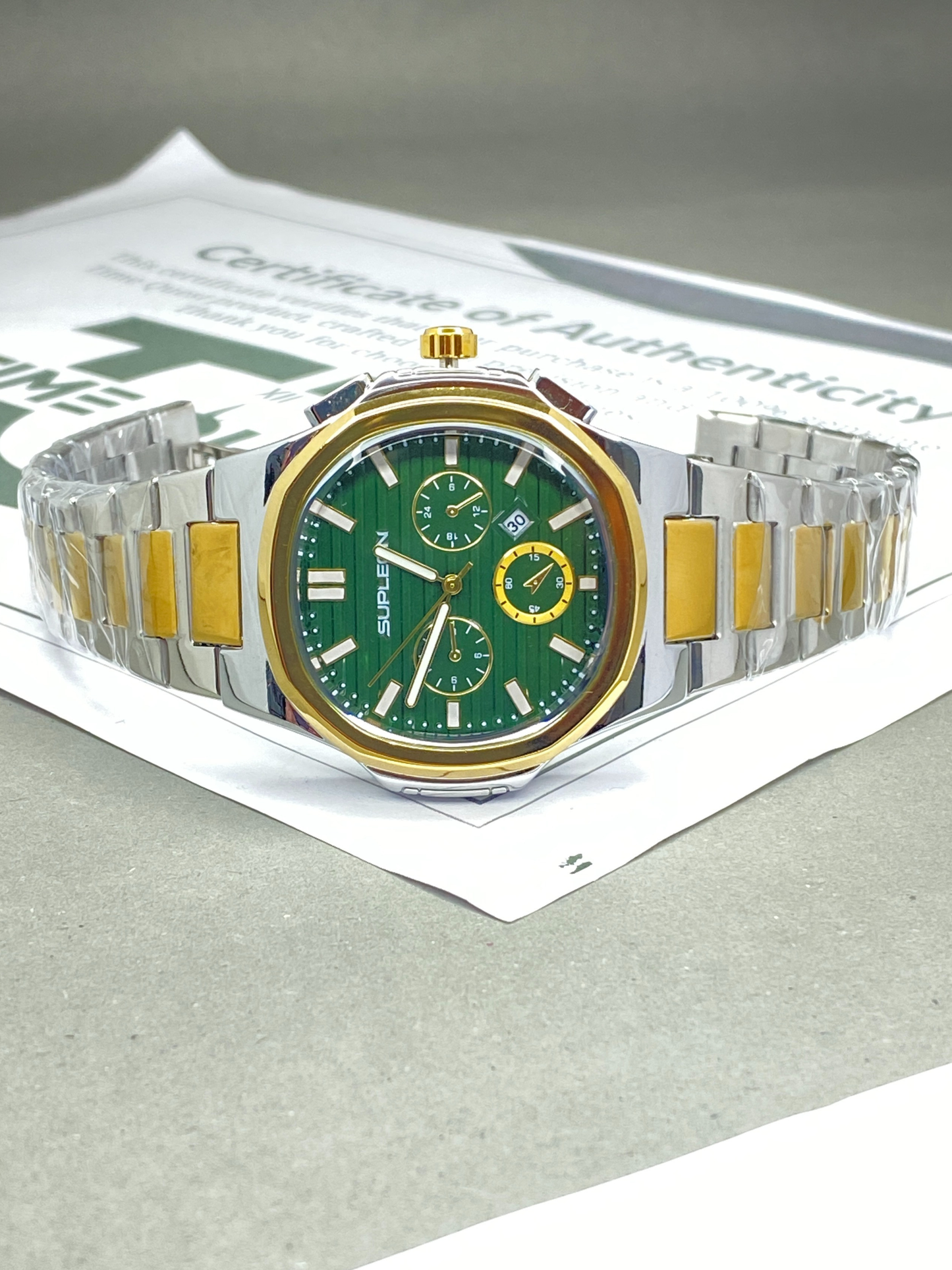 SUPLEON Analog Quartz Octagonal Dial Stainless Steel Made Luxury Chain Watch For Men