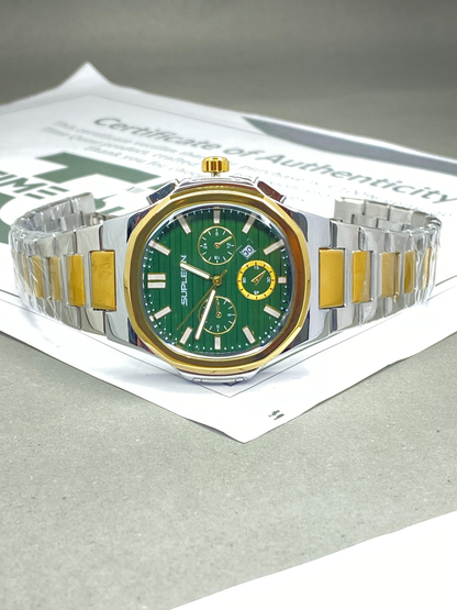 SUPLEON Analog Quartz Octagonal Dial Stainless Steel Made Luxury Chain Watch For Men