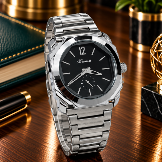 Denvosi Mens Premium Design Analog Time With Down Second Movement Chain Watch