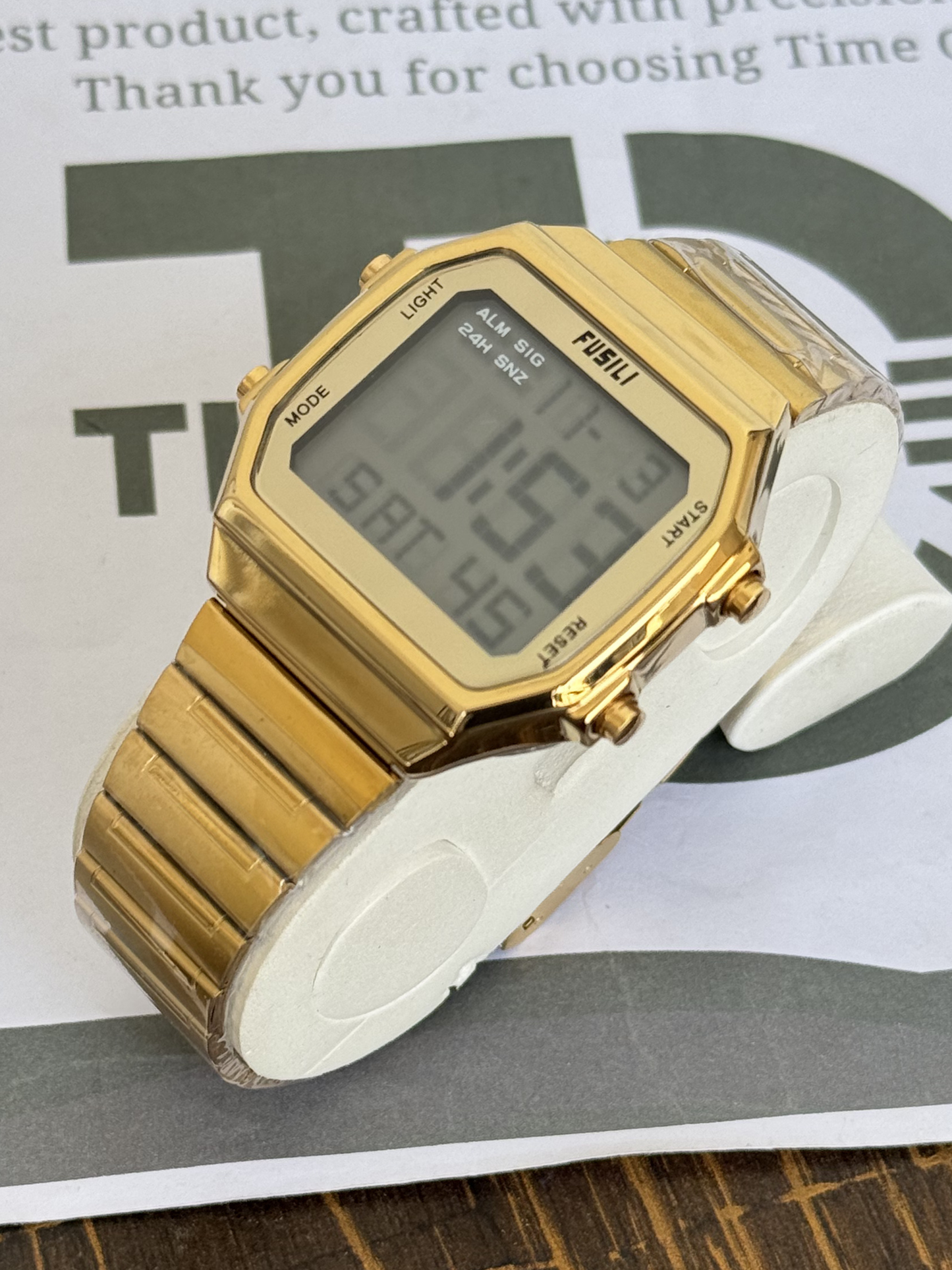 FUSILI Premium Multifunction Digital Watch for Men with Square Dial and Steel Chain