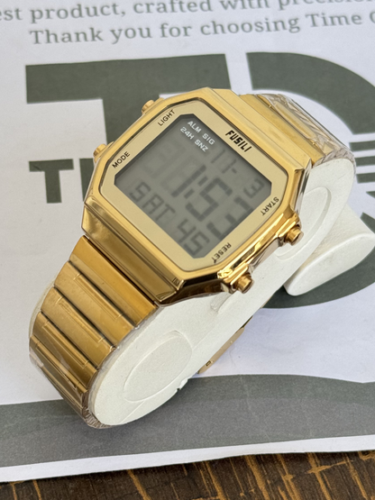 FUSILI Premium Multifunction Digital Watch for Men with Square Dial and Steel Chain