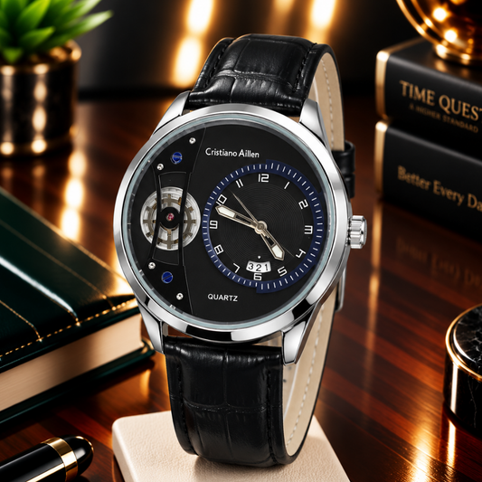 Cristiano Aillen Men’s Face Gear Display Analog Quartz Watch with Strap and Date Display