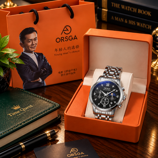 ORSGA Analog Display Chronograph Stainless Steel Chain Watch for Men