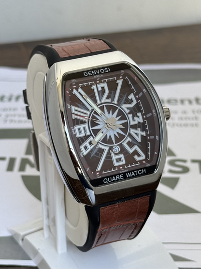 Denvosi Premium Analog Quartz Curvex Dial Men’s Watch with Stylish Strap and Date