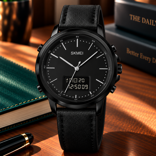 SKMEI 1652 Dual Time Mutifunctional Straps Watch For Men