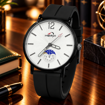 HERYI Analog Quartz Movement Round Dial Silicone Straps Watch With Date Display