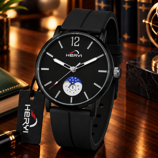 HERYI Analog Quartz Movement Round Dial Silicone Straps Watch With Date Display