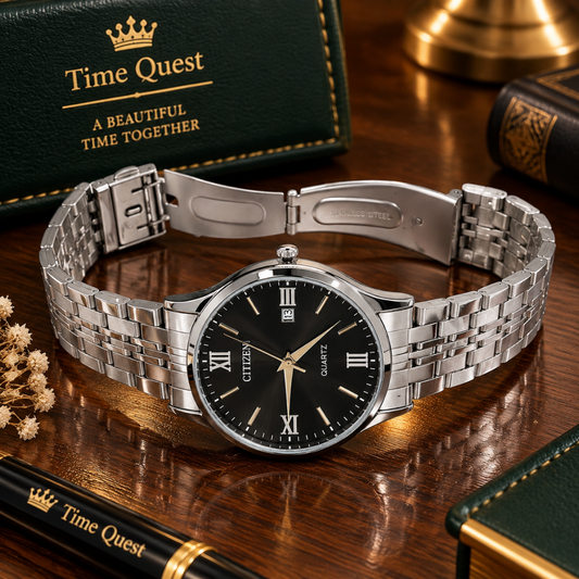 CITIZEN Analog Quartz Couple Watches With Date Display