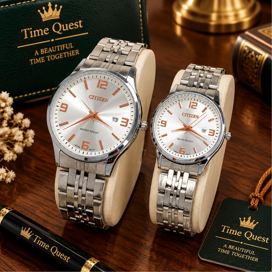 CITIZEN Analog Quartz Movement Couple Watches With Date Display
