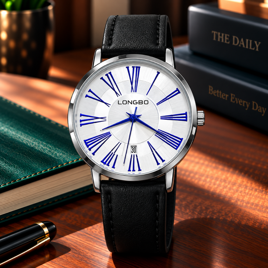 Longbo Men's Classic Round Dial Analog Quartz Movement Straps Watch