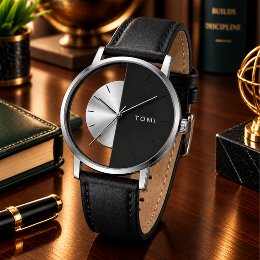 Tomi T-080 Transparent Design Leather Strap Watch