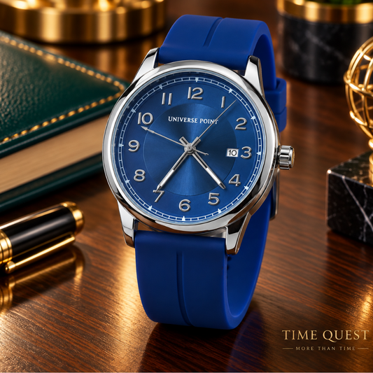Universe Point Slim Design Magnetic Lock & Silicone Straps Watch - Black Blue