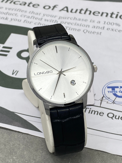 Longbo Round Dial Analog Quartz Straps Watch With Date Display For Men