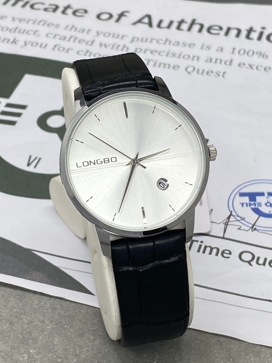 Longbo Round Dial Analog Quartz Straps Watch With Date Display For Men