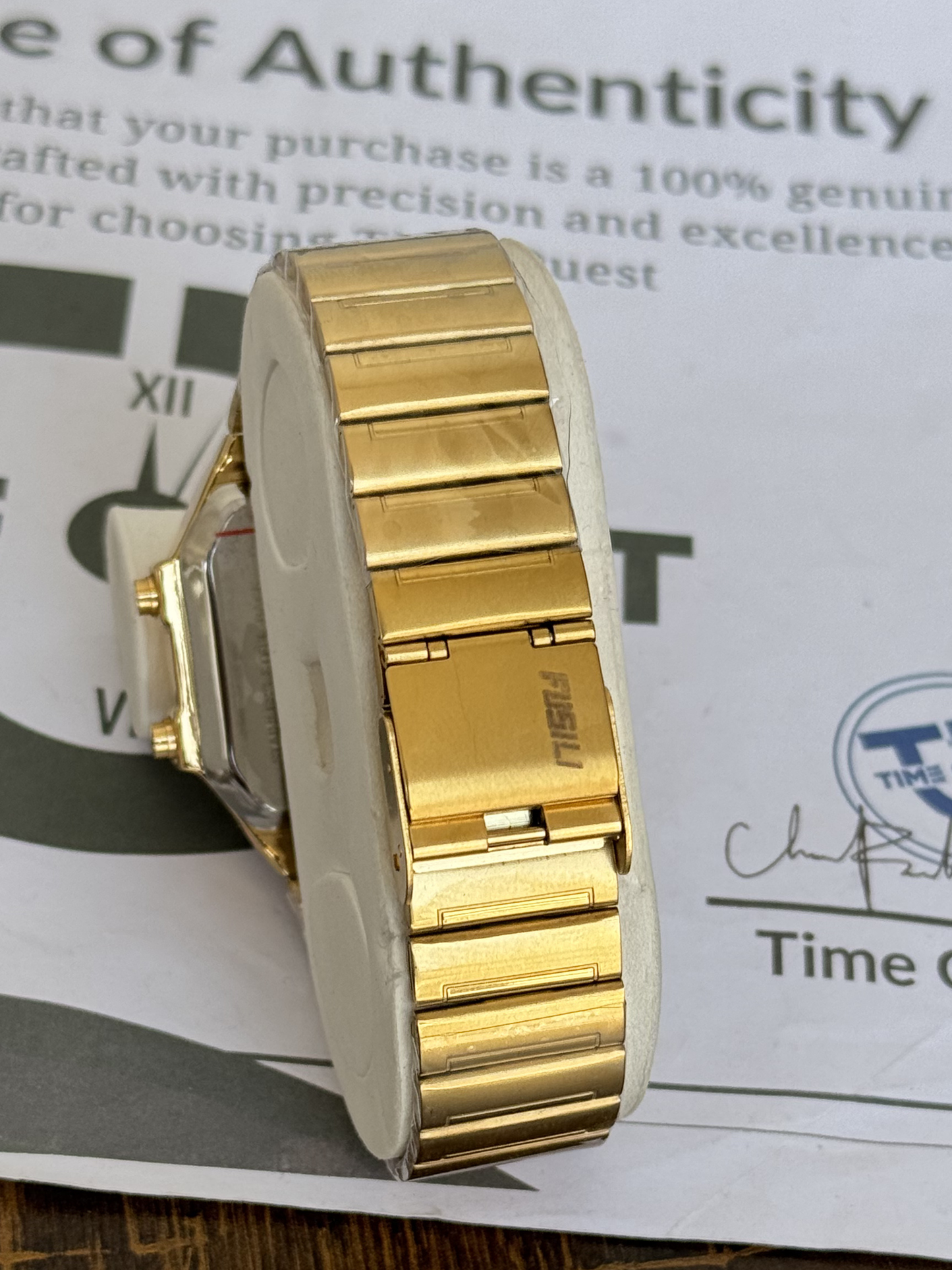 FUSILI Premium Multifunction Digital Watch for Men with Square Dial and Steel Chain