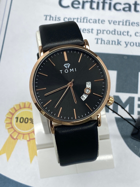 TOMI T-018 Analog Time Classic Slim Design Strap Watch For Men With Date Display