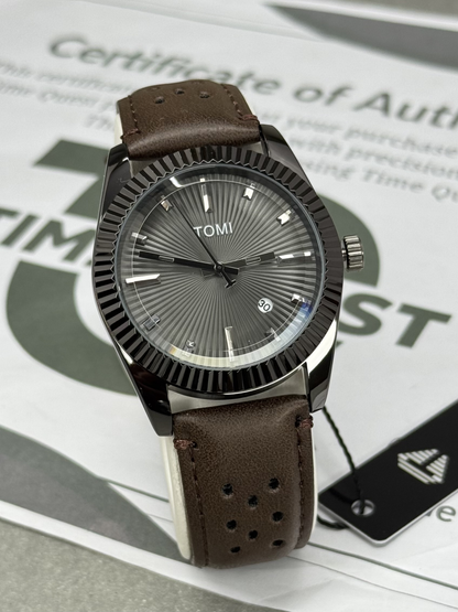 TOMI T-098 Premium Quality Round Dial Analog Quartz Movement Straps Watch