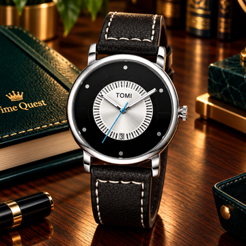 TOMI T-033 Men’s Analog Quartz Watch – Round Dial Date Display & Durable Strap