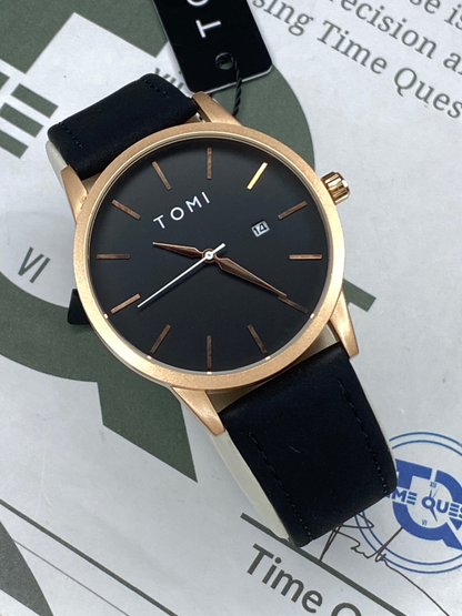 TOMI T-071 Analog Quartz Movement Round Dial Straps Watch With Date Display For Men