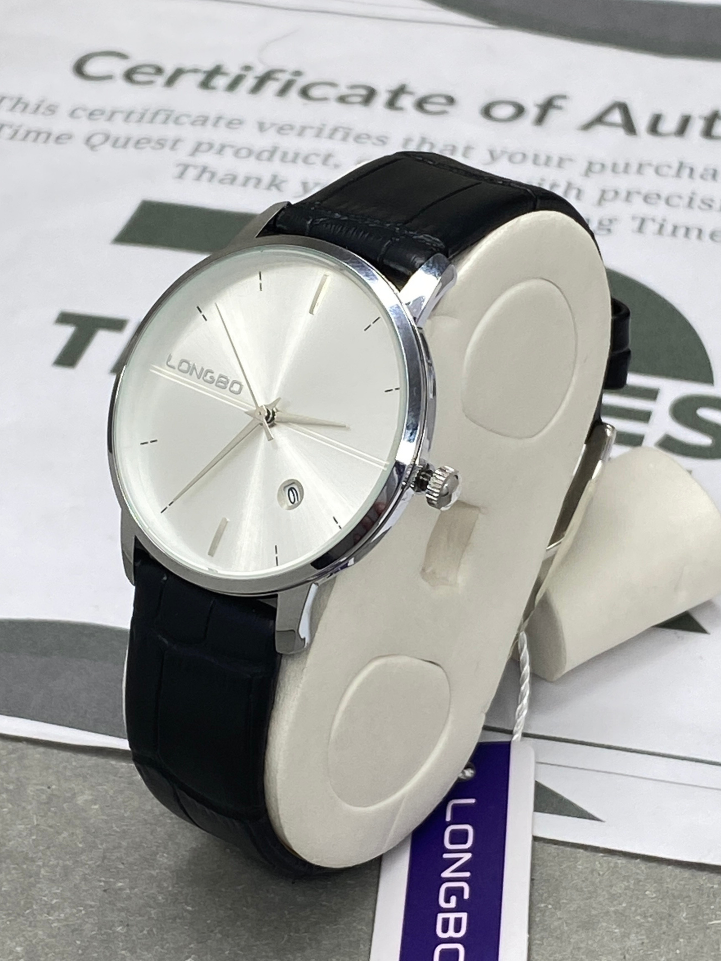Longbo Round Dial Analog Quartz Straps Watch With Date Display For Men