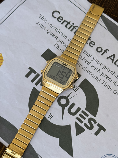 FUSILI Premium Multifunction Digital Watch for Men with Square Dial and Steel Chain