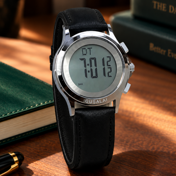 Gusalai Men’s Elegant Multifunctional Digital Watch with Round Dial & Durable Straps