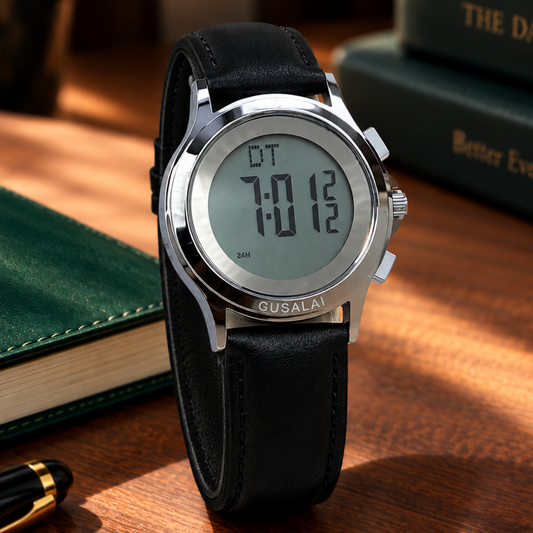 Gusalai Men’s Elegant Multifunctional Digital Watch with Round Dial & Durable Straps