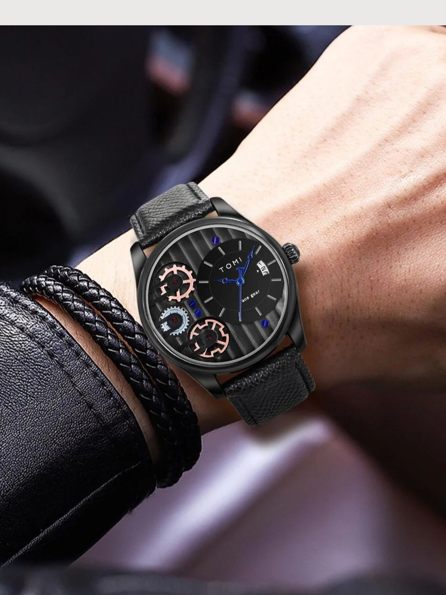 TOMI T-106 Analog Display Face Gear Dual Strap Watch For Men