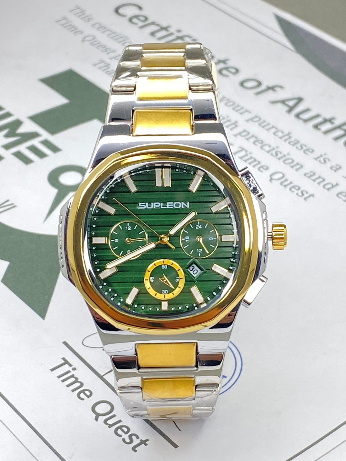 SUPLEON Analog Quartz Octagonal Dial Stainless Steel Made Luxury Chain Watch For Men