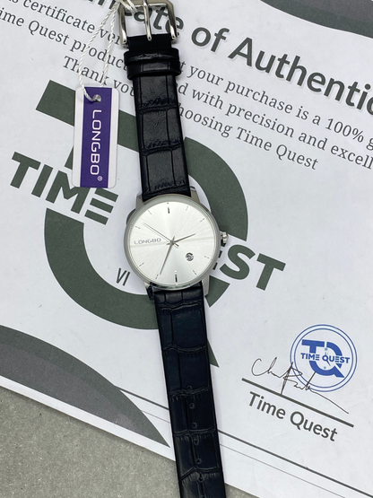 Longbo Round Dial Analog Quartz Straps Watch With Date Display For Men
