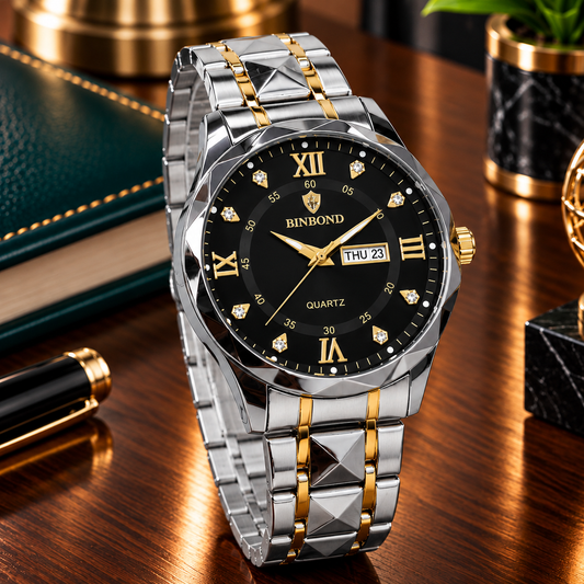 BINBOND Analog Luxury Chain Watch For Men with Date & Day Display