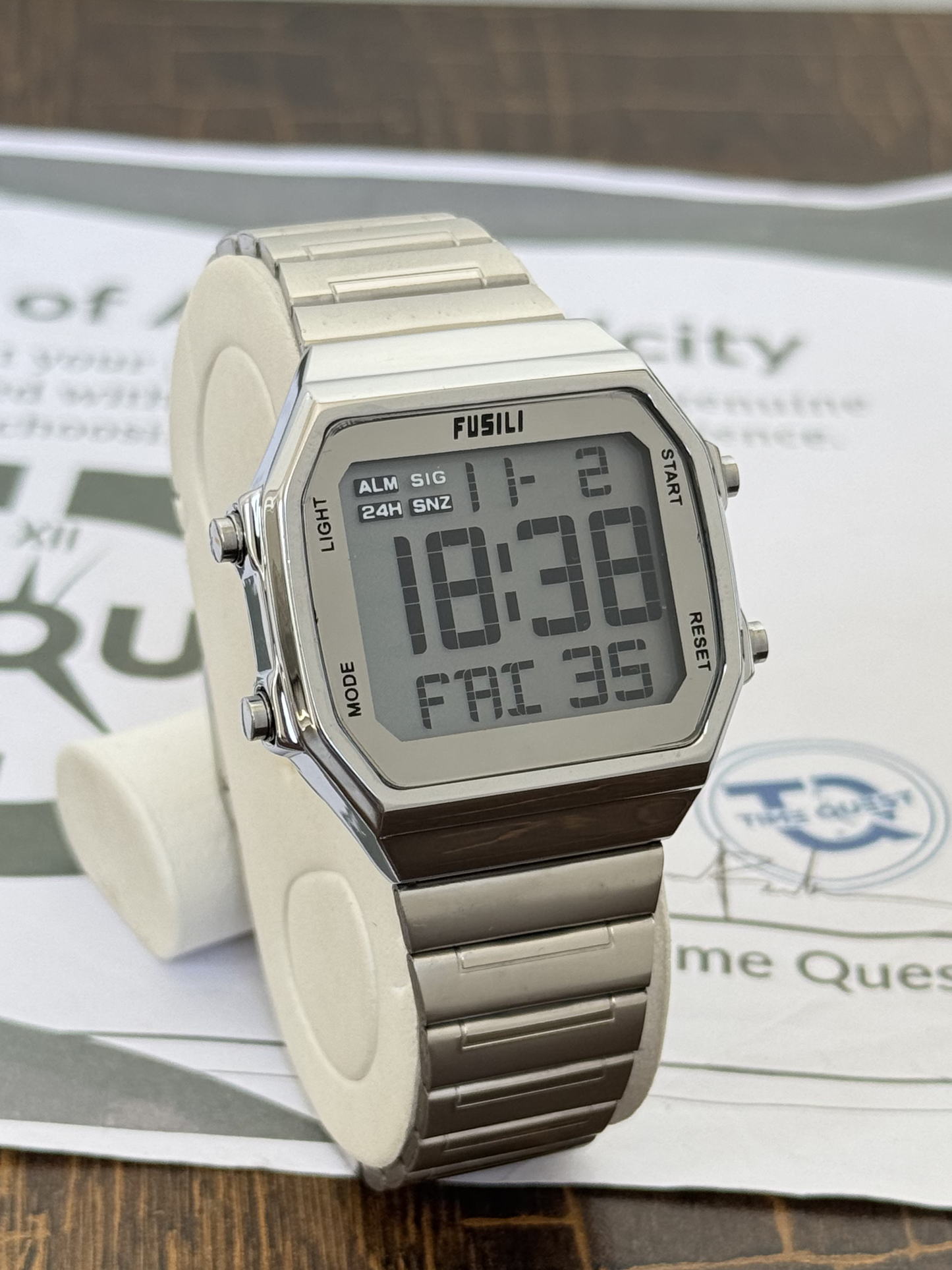 FUSILI Premium Multifunction Digital Watch for Men with Square Dial and Steel Chain