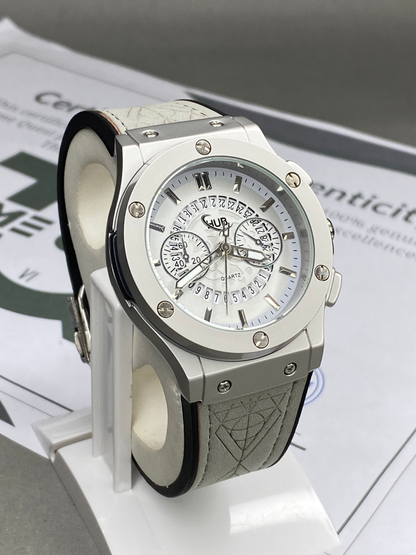 HUB Geneve Analog Display Straps Watch With Date Display & Master Lock