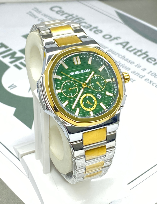 SUPLEON Analog Quartz Octagonal Dial Stainless Steel Made Luxury Chain Watch For Men