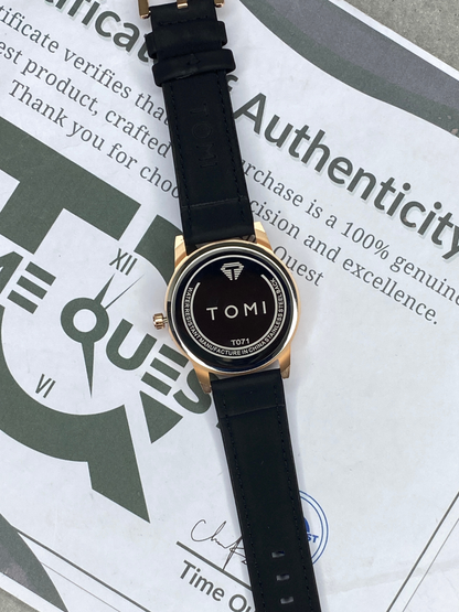TOMI T-071 Analog Quartz Movement Round Dial Straps Watch With Date Display For Men